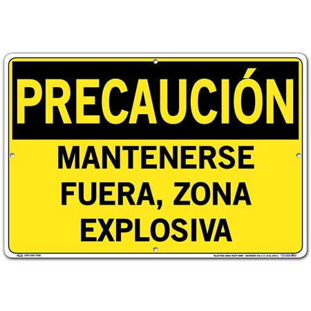Vestil Aluminum Sign, 12-1/2" Height, 18-1/2" Width, Aluminum, Rectangle, Spanish SI-C-71-D-AL-040-S